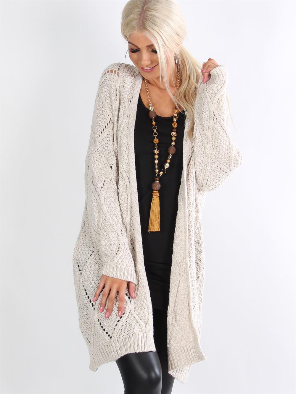 Merit - Armygrøn strikcardigan med harlekin mønster